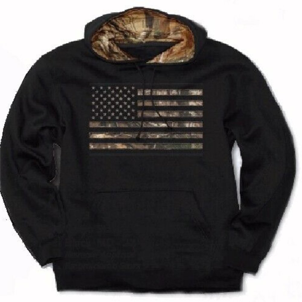 Camo U.S.A. Stars And Stripes Horizontal Pullover Hoodie - NEW Fast Ship